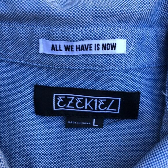 EZEKIEL Button Down Oxford Shirt Men's LARGE Blue Long Sleeve 100% Cotton​​​​​​ - Picture 5 of 5